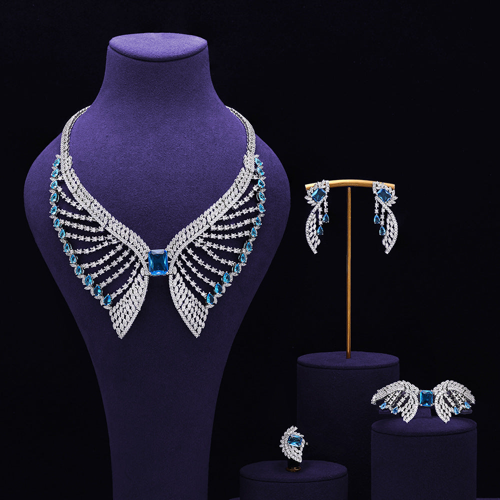 Emerald Green Bridal Jewelry Set – Wing Inspired Luxury Design