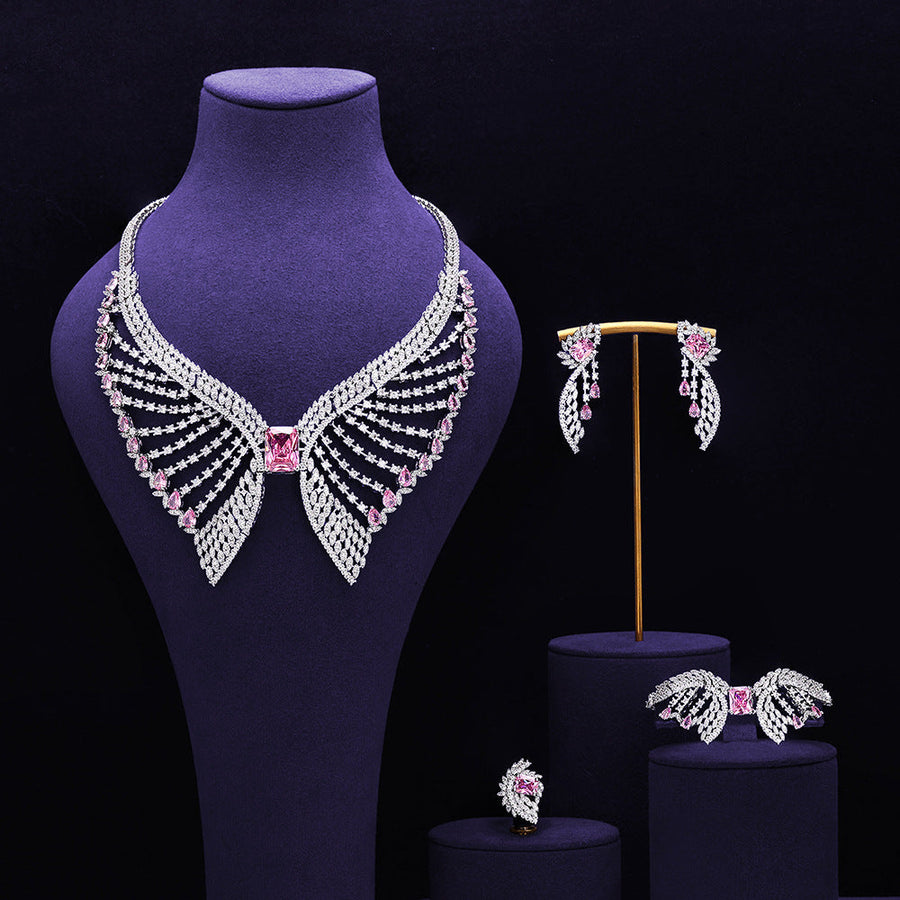 Emerald Green Bridal Jewelry Set – Wing Inspired Luxury Design
