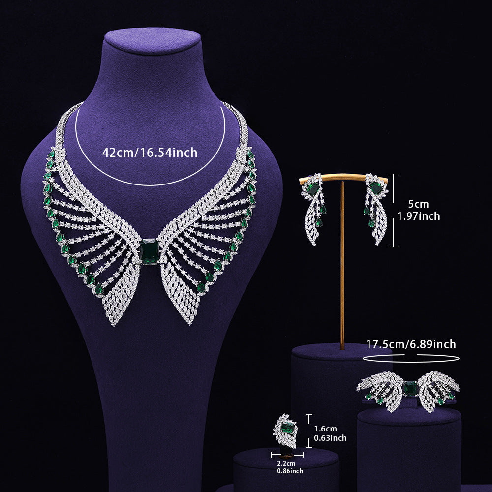 Emerald Green Bridal Jewelry Set – Wing Inspired Luxury Design