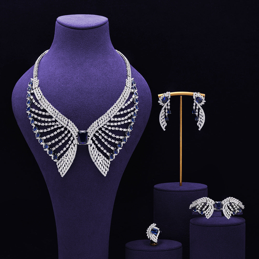Emerald Green Bridal Jewelry Set – Wing Inspired Luxury Design