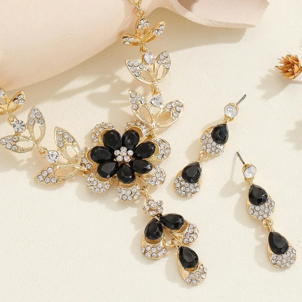 Rhinestone Flower Jewelry Set