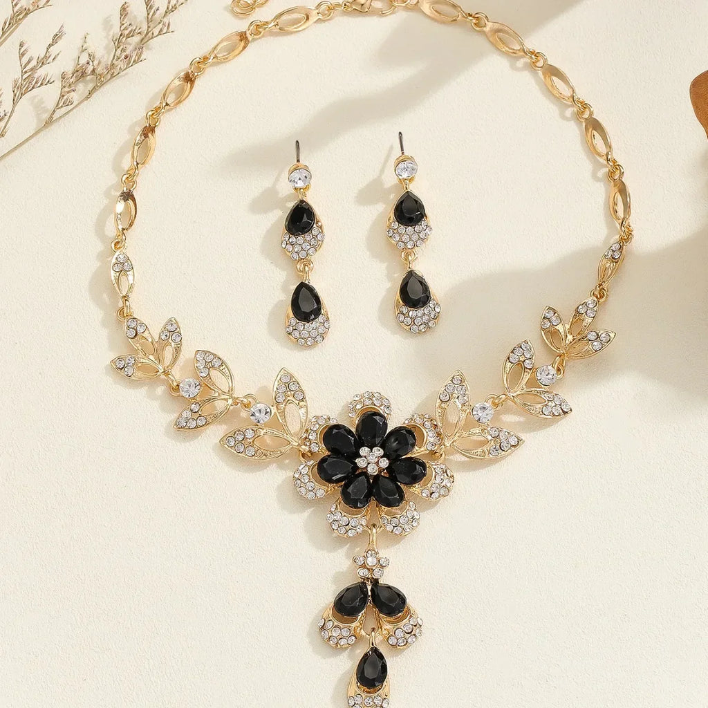 Rhinestone Flower Jewelry Set