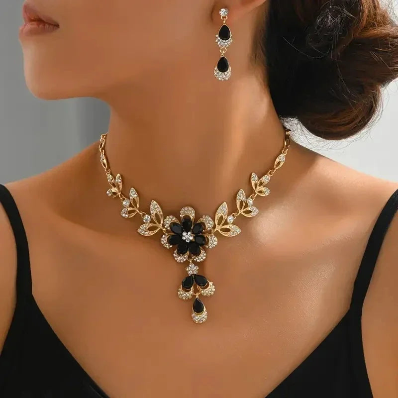 Rhinestone Flower Jewelry Set